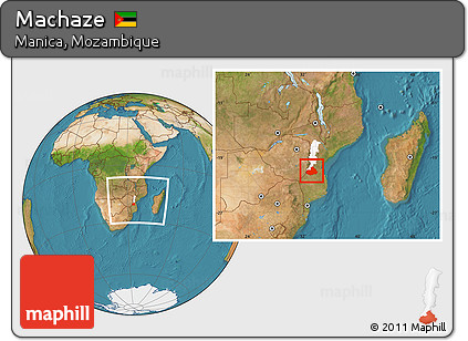 Satellite Location Map of Machaze, highlighted parent region, within the entire country