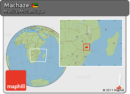Savanna Style Location Map of Machaze, within the entire country