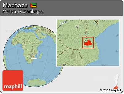 Savanna Style Location Map of Machaze