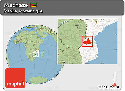Savanna Style Location Map of Machaze, highlighted country