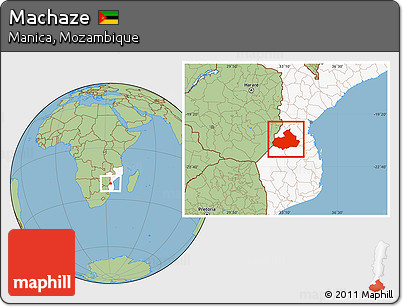 Savanna Style Location Map of Machaze, highlighted country