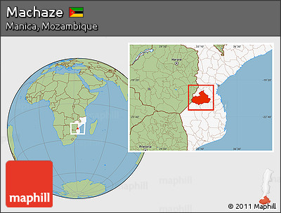 Savanna Style Location Map of Machaze, highlighted country