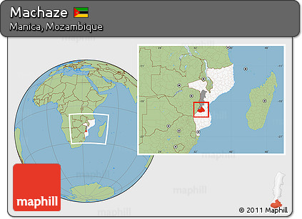 Savanna Style Location Map of Machaze, highlighted country, highlighted parent region, within the entire country