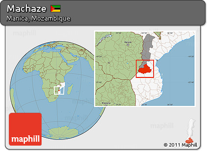 Savanna Style Location Map of Machaze, highlighted country, highlighted parent region