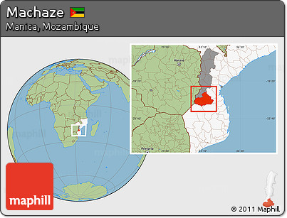 Savanna Style Location Map of Machaze, highlighted country, highlighted parent region