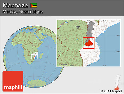 Savanna Style Location Map of Machaze, highlighted country, highlighted parent region