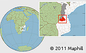 Savanna Style Location Map of Machaze, highlighted country, highlighted parent region