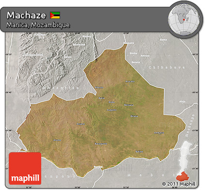 Satellite Map of Machaze, lighten, semi-desaturated