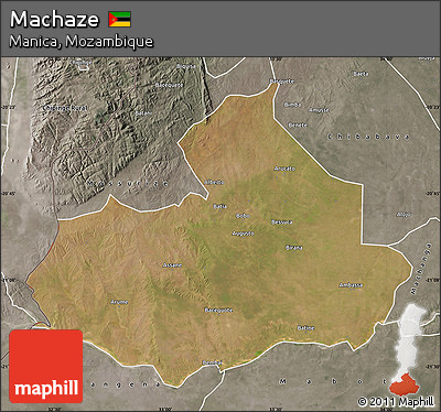 Satellite Map of Machaze, semi-desaturated