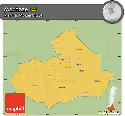 Savanna Style Map of Machaze, single color outside