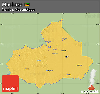 Savanna Style Map of Machaze, single color outside