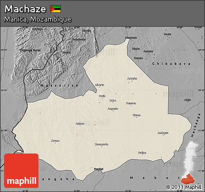 Shaded Relief Map of Machaze, darken, desaturated
