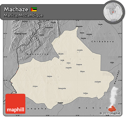 Shaded Relief Map of Machaze, darken, desaturated
