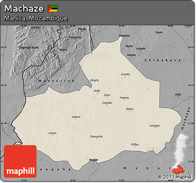 Shaded Relief Map of Machaze, darken, desaturated