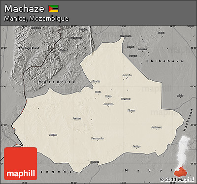 Shaded Relief Map of Machaze, darken, semi-desaturated