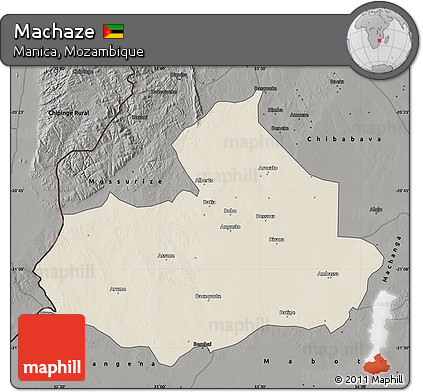 Shaded Relief Map of Machaze, darken, semi-desaturated