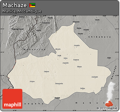 Shaded Relief Map of Machaze, darken, semi-desaturated