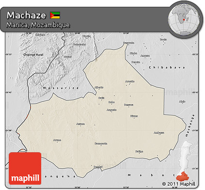 Shaded Relief Map of Machaze, desaturated