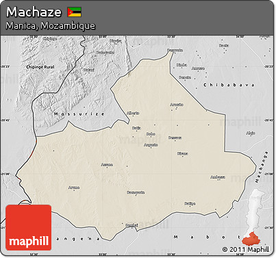Shaded Relief Map of Machaze, desaturated