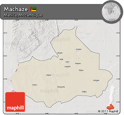 Shaded Relief Map of Machaze, lighten, semi-desaturated