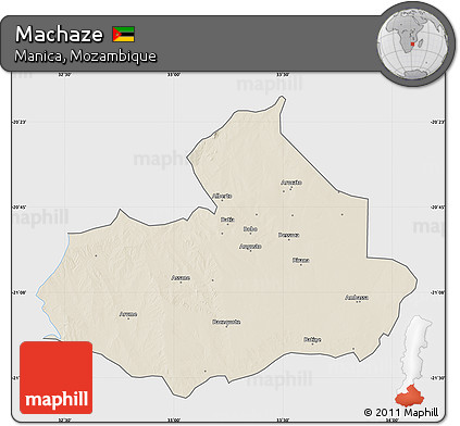 Shaded Relief Map of Machaze, single color outside