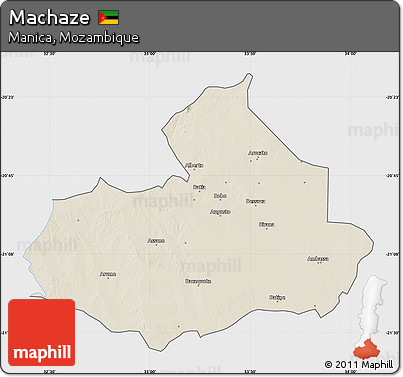 Shaded Relief Map of Machaze, single color outside
