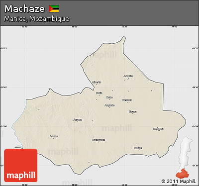 Shaded Relief Map of Machaze, single color outside