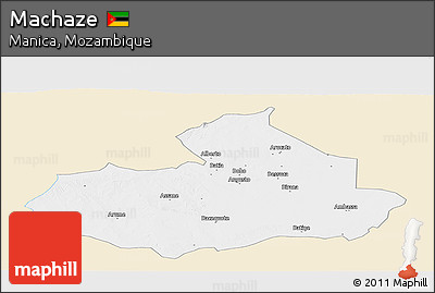 Classic Style Panoramic Map of Machaze, single color outside