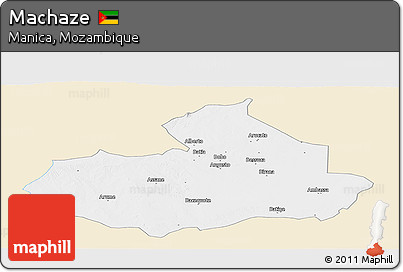 Classic Style Panoramic Map of Machaze, single color outside