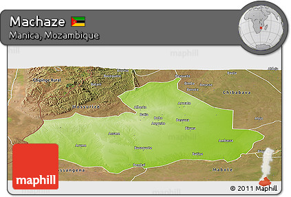 Physical Panoramic Map of Machaze, satellite outside