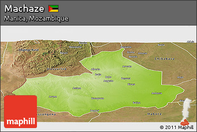 Physical Panoramic Map of Machaze, satellite outside