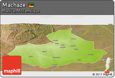 Physical Panoramic Map of Machaze, satellite outside