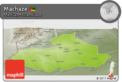 Physical Panoramic Map of Machaze, semi-desaturated