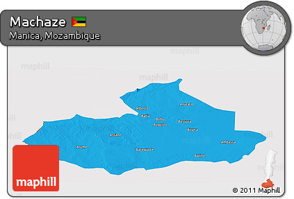 Political Panoramic Map of Machaze, cropped outside