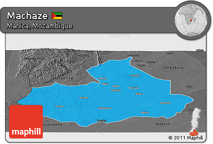 Political Panoramic Map of Machaze, darken, desaturated