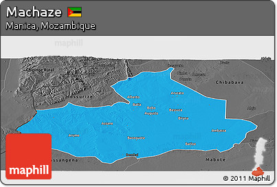 Political Panoramic Map of Machaze, darken, desaturated
