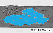Political Panoramic Map of Machaze, darken, desaturated