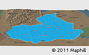 Political Panoramic Map of Machaze, darken, semi-desaturated