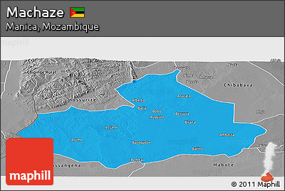 Political Panoramic Map of Machaze, desaturated