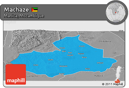 Political Panoramic Map of Machaze, desaturated