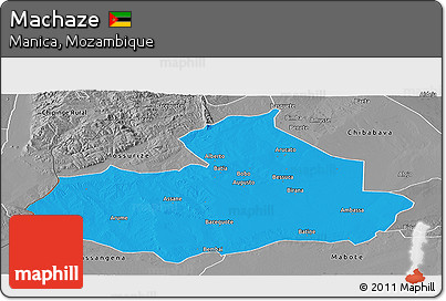 Political Panoramic Map of Machaze, desaturated