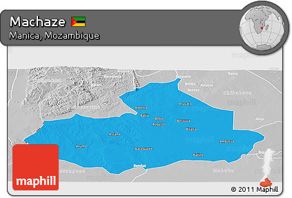 Political Panoramic Map of Machaze, lighten, desaturated