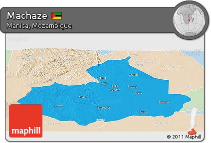 Political Panoramic Map of Machaze, lighten