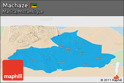 Political Panoramic Map of Machaze, lighten