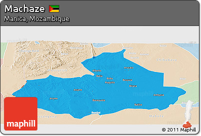 Political Panoramic Map of Machaze, lighten
