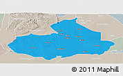 Political Panoramic Map of Machaze, lighten, semi-desaturated