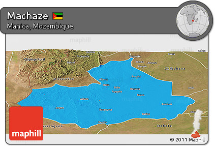 Political Panoramic Map of Machaze, satellite outside