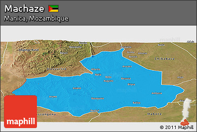 Political Panoramic Map of Machaze, satellite outside