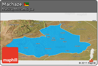 Political Panoramic Map of Machaze, satellite outside