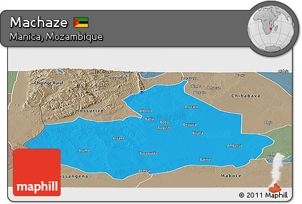 Political Panoramic Map of Machaze, semi-desaturated